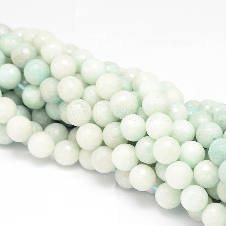 Faceted Round Natural Peru Amazonite Bead Strands G-L448-01-8mm-1