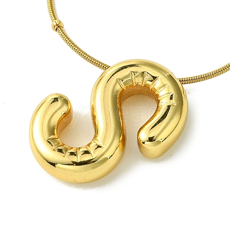 Ion Plating(IP) Initial Letter 304 Stainless Steel Pendant Necklace NJEW-R265-05G-S-1