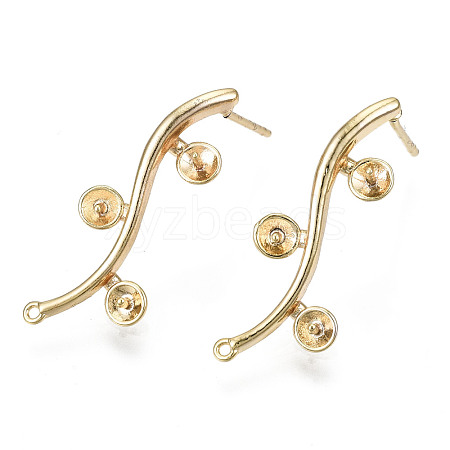 Brass Stud Earring Findings KK-T062-66G-B-NF-1