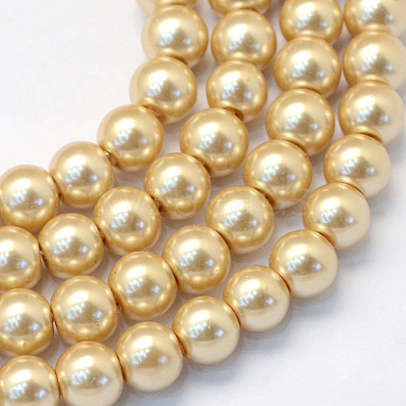 Baking Painted Pearlized Glass Pearl Round Bead Strands HY-Q003-10mm-42-1