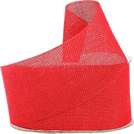 Polyester Imitation Burlap Ribbon OCOR-WH0032-21A-1