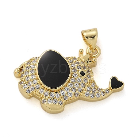 Elephant Brass Micro Pave Cubic Zirconia and Enamel Pendants KK-M319-05G-01-1