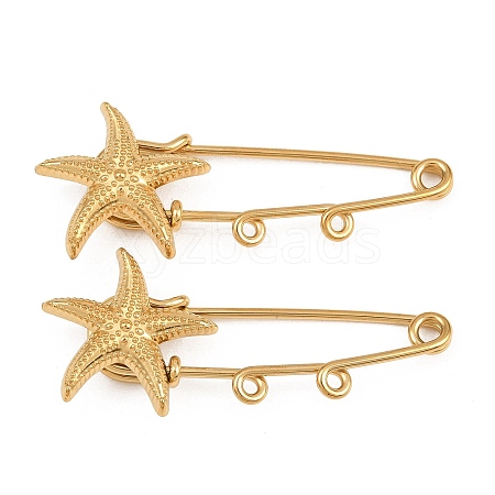 Starfish 304 Stainless Steel Safety Pins Brooch Findings SA-CBA098D-16C-G02-1