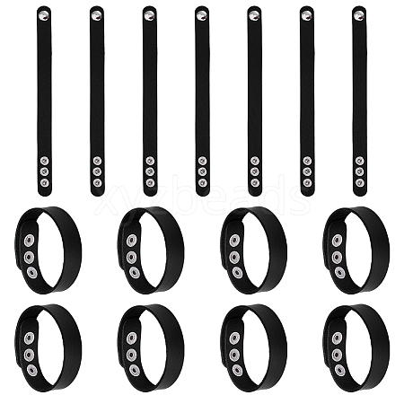 15Pcs Imitation Leather Simple Plain Cord Bracelet with Alloy Buckles BJEW-ME0001-06B-1
