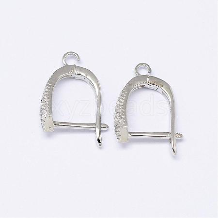 Brass Micro Pave AAA Cubic Zirconia Ear Harp Hoop Earring Findings KK-F699-05P-NR-1