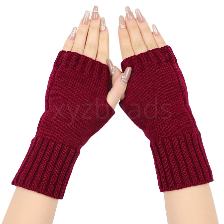 Acrylic Fiber Knitted Mittens Fingerless Gloves PW-WG36FCF-07-1