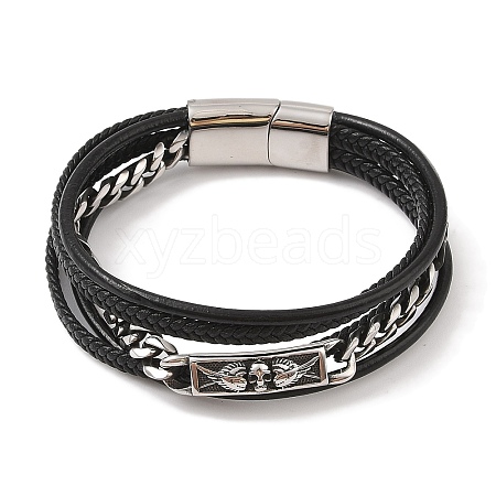 Braided Microfiber Leather Multi-strand Bracelets BJEW-B096-08B-1