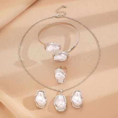 Oval Alloy & Plastic Pearl Jewelry Sets WGB491C-15-1