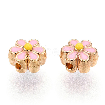 Light Gold Tone Alloy Enamel Beads ENAM-WH0057-43C-1