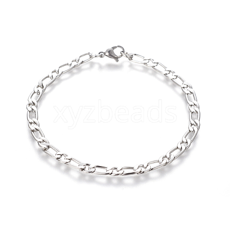 Tarnish Resistant 304 Stainless Steel Figaro Chain Bracelets BJEW-E369-09P-1