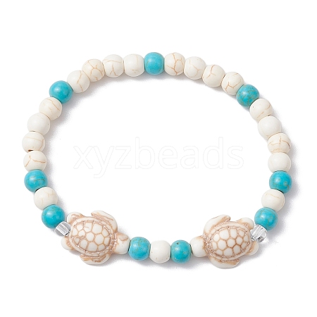 Synthetic Turquoise Beaded Stretch Bracelets for Women Men BJEW-JB11150-01-1