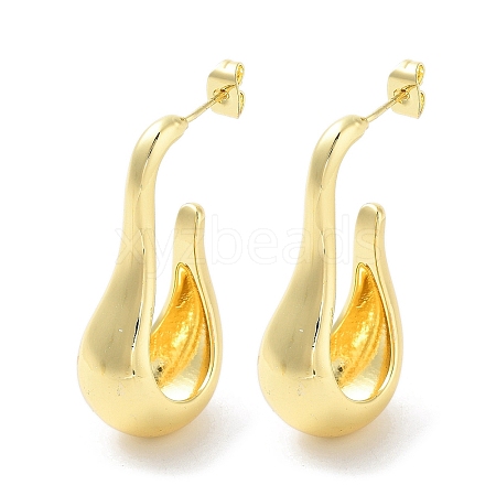 Rack Plating Brass Twist Teardrop Stud Earring EJEW-C078-08G-1