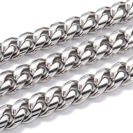 Tarnish Resistant 304 Stainless Steel Cuban Link Chain STAS-B019-02D-P-1