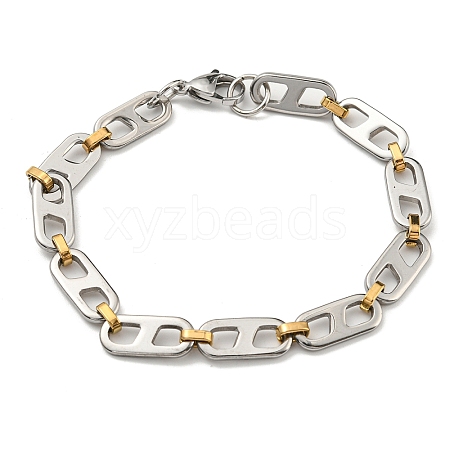 Ion Plating(IP) Two Tone 304 Stainless Steel Oval Link Chain Bracelet BJEW-B078-03GP-1