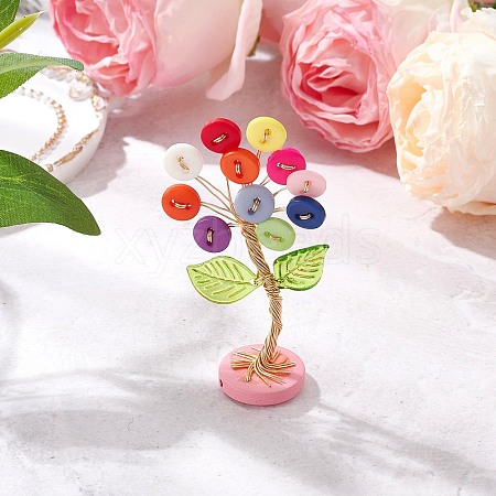 Resin Button Tree of Life Decorations AJEW-JF03414-03-1