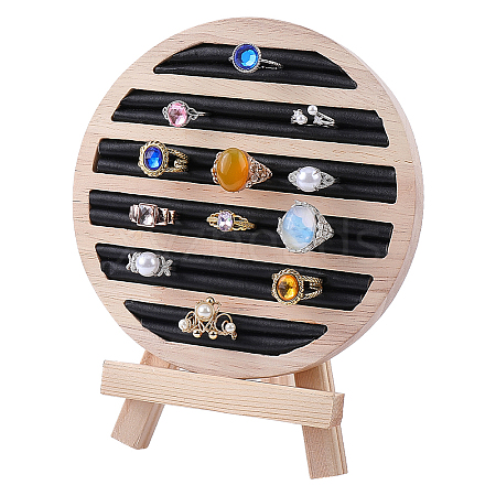 Round Wooden Ring Display Easels RDIS-WH0032-005A-1