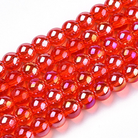 Electroplate Transparent Glass Beads Strands GLAA-T032-T4mm-AB09-1