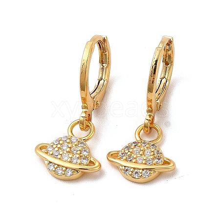 Rack Plating Brass Micro Pave Cubic Zirconia Leverback Earrings EJEW-P221-35G-1