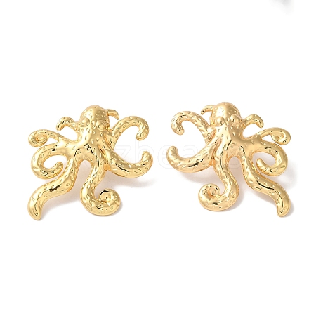 Octopus Ion Plating(IP) 304 Stainless Steel Stud Earrings for Women EJEW-L287-024G-1