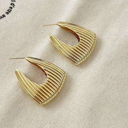 Retro Brass Huggie Hoop Earrings for Women TC8176-10-1