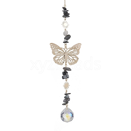 Butterfly Brass Pendant Decorations HJEW-TA00131-03-1