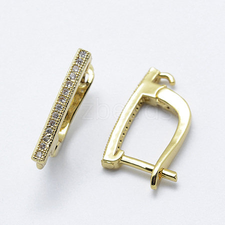 Brass Hoop Earring Findings with Latch Back Closure KK-P140-02G-1