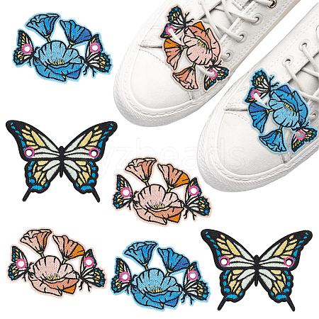 AHADERMAKER 6Pcs 3 Styles Butterfly Computerized Embroidery Cloth Iron on/Sew on Patches PATC-GA0001-26-1