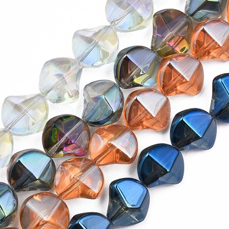 Electroplate Transparent Glass Beads Strands EGLA-N008-019-1