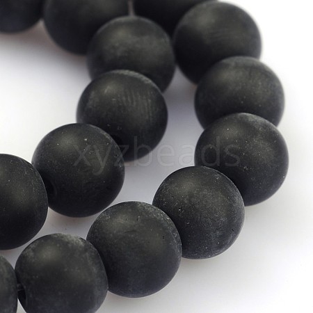 Frosted Glass Round Bead Strands GLAA-J079-02-8mm-1