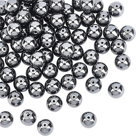 Non-magnetic Synthetic Hematite Beads Strands G-OC0001-65-10mm-1